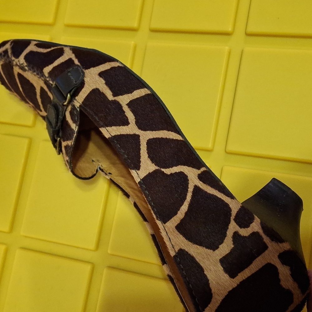 Brown and Black Animal Print Loafers with Metal Buckle - Picture 6 of 9
